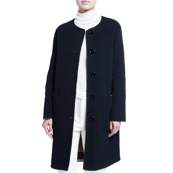 Burberry Tisbury Reversible House Check/ Navy Wool Blend Coat - Picture 2 of 10